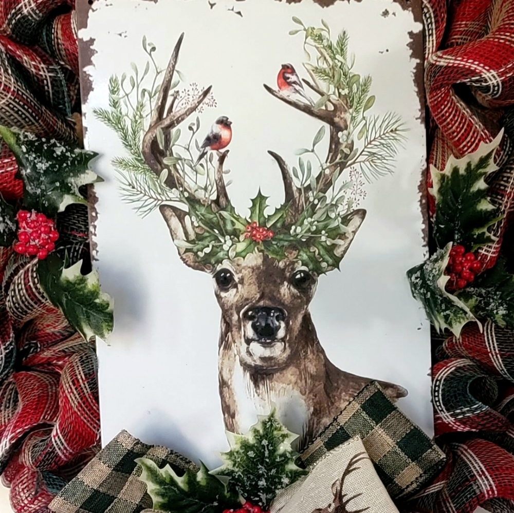 Winter Deer Buck Wreath Deco Mesh Bow Winter - Picture 6 of 11